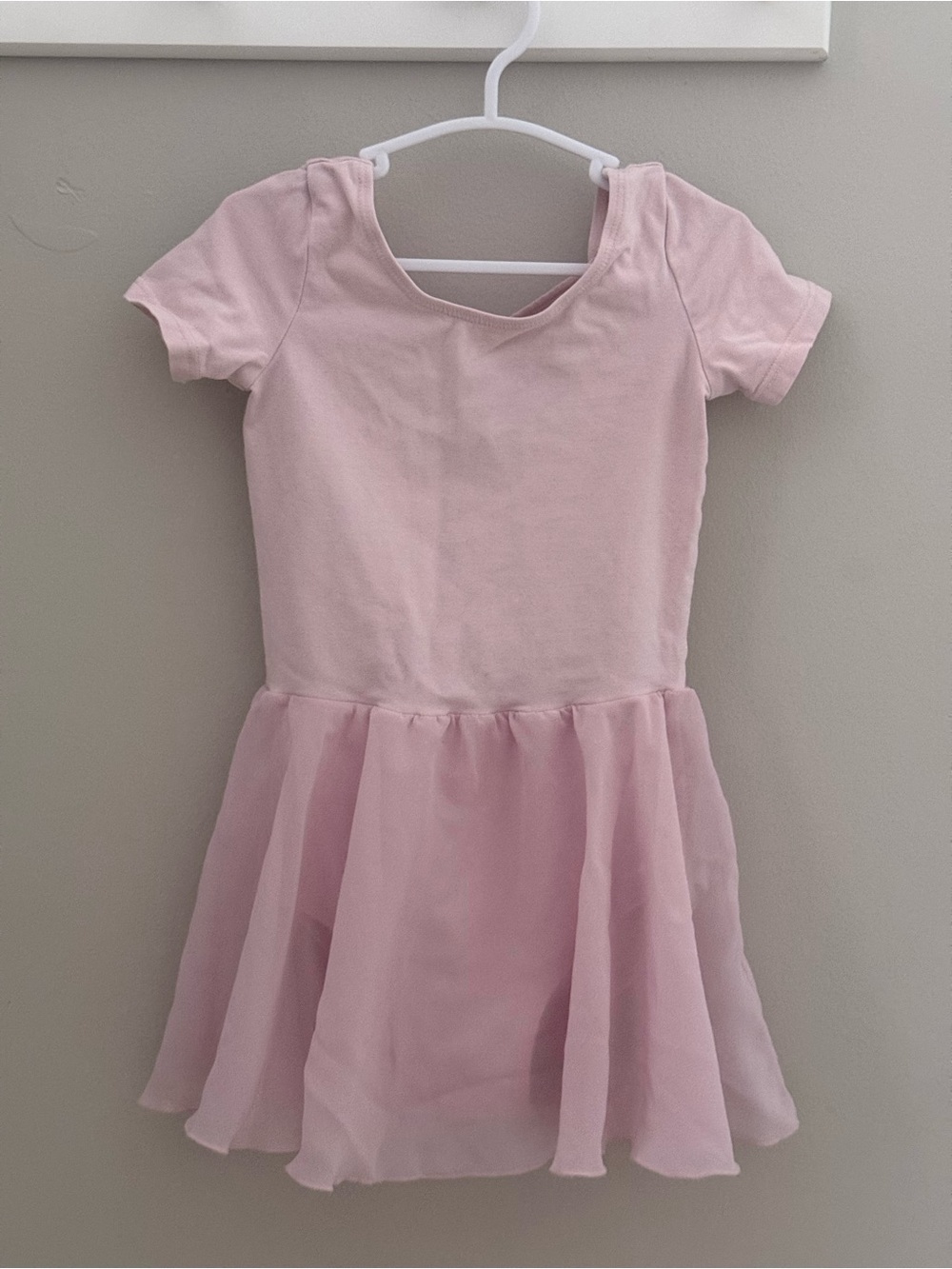 Toddler Girls Pink Short Sleeve Ballet Leotard with Skirt
